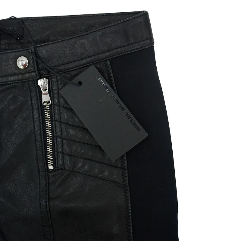 diesel black gold panters womens leather jeans slim fit trousers black2