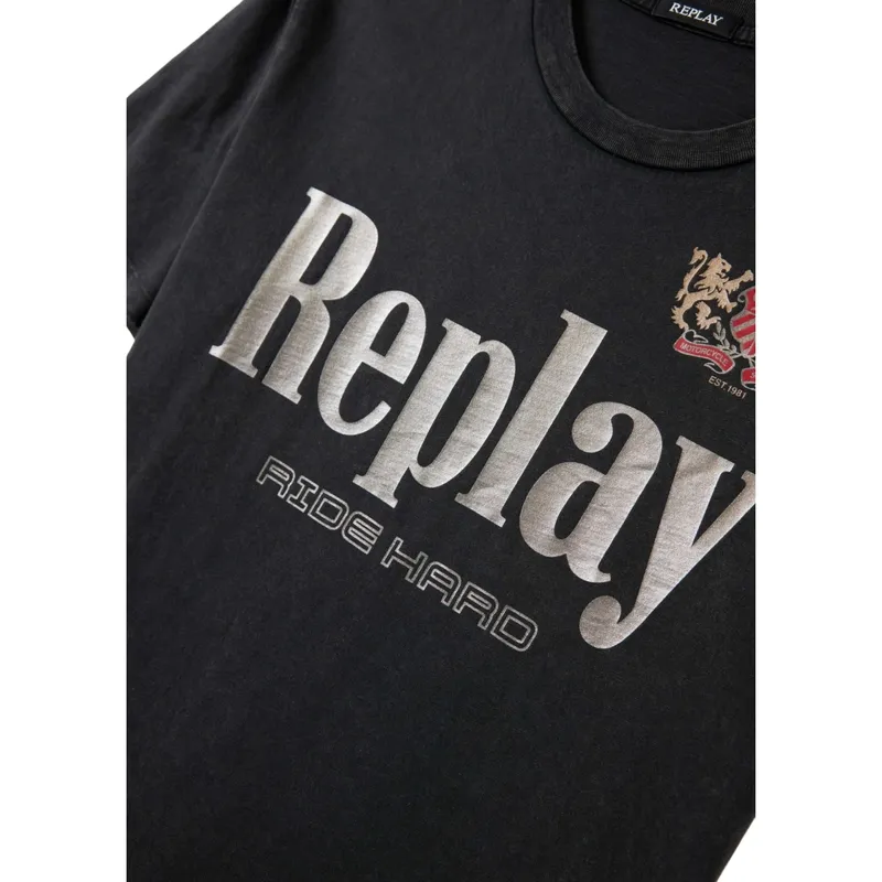 replay mens t shirts ride hard graphic regular fit black2