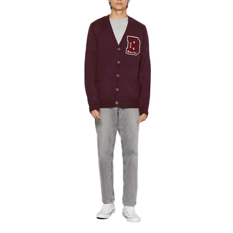 brave soul septimus mens cardigan long sleeve open front knitwear maroon2