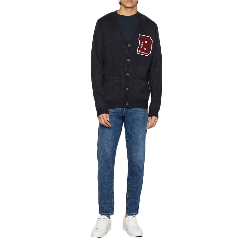 brave soul septimus mens cardigan long sleeve open front knitwear midnight blue2