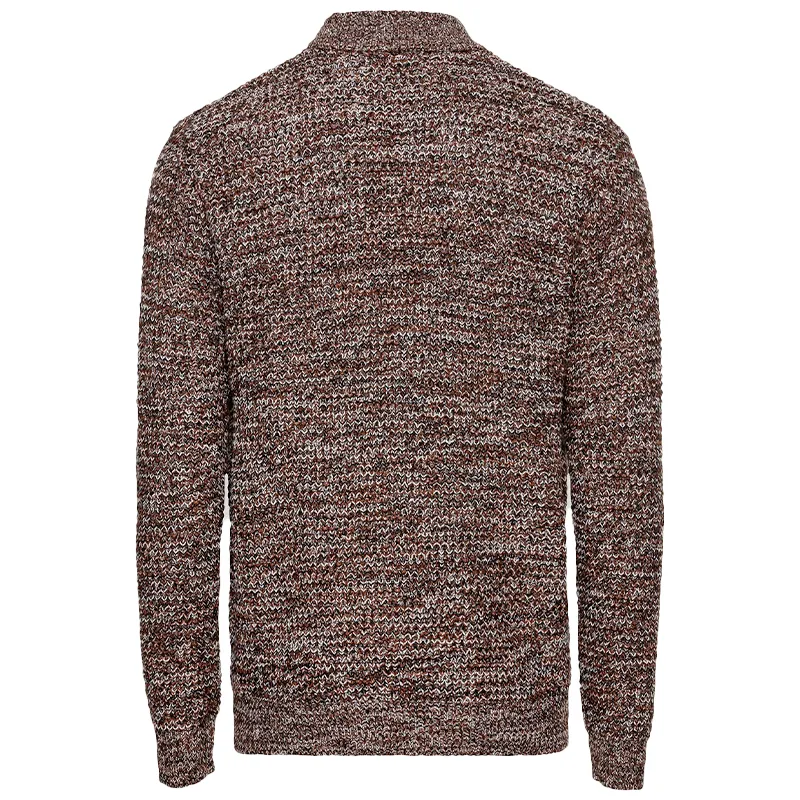 brave soul mens cable knitted jumper funnel neck half zip brown2