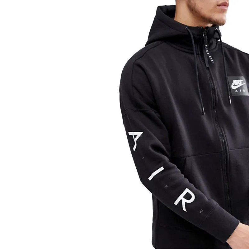 nike air 886044 mens fleece hoodie club zip arm print black2