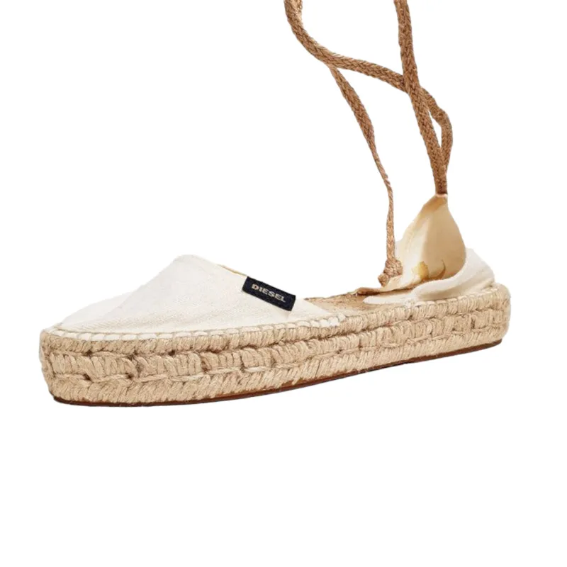 diesel espadrillas rags womens sandals denim lace up shoes white2