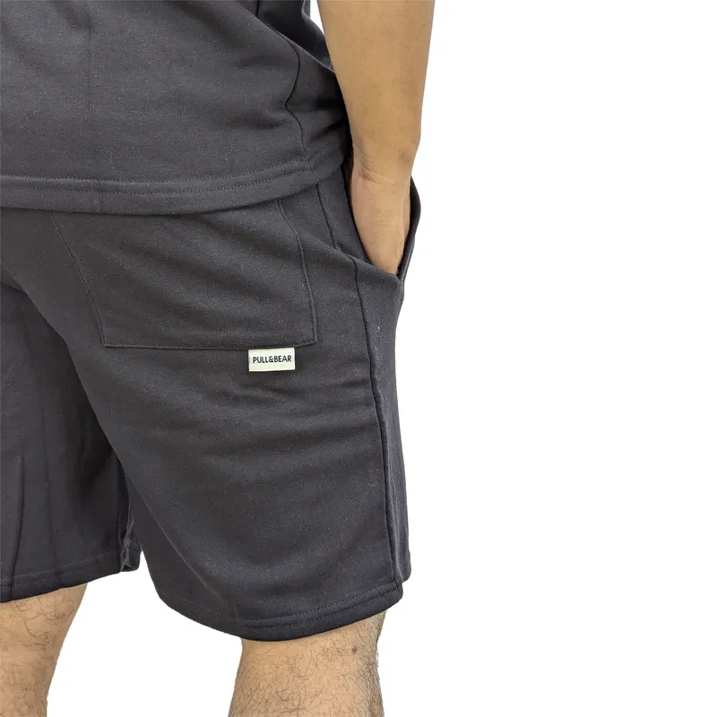 pull & bear mens t shirt shorts set cozy nightwear bottom top black2