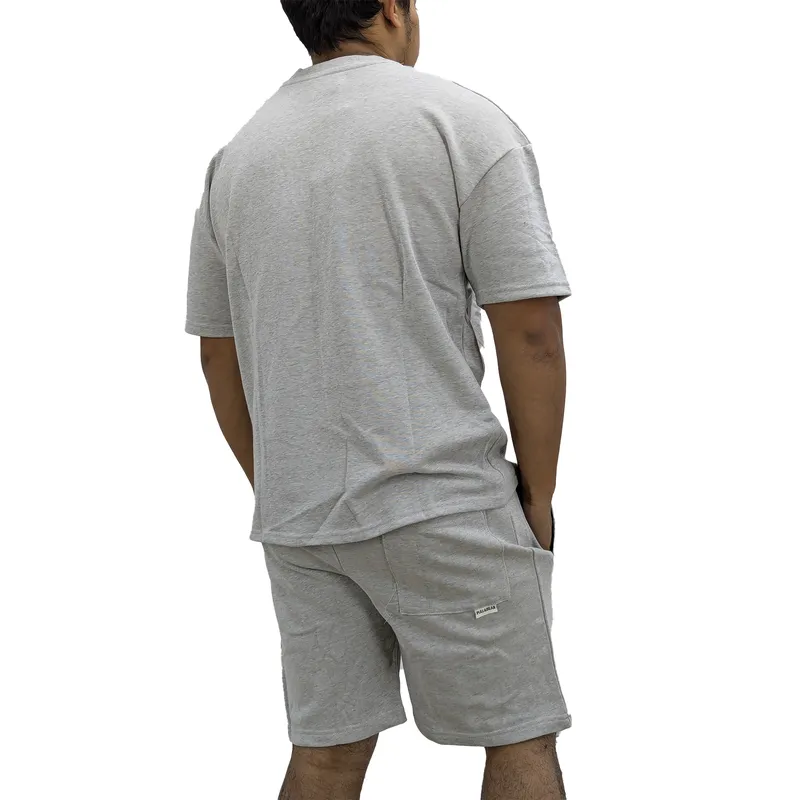 pull & bear mens t shirt shorts set cozy nightwear bottom top grey2
