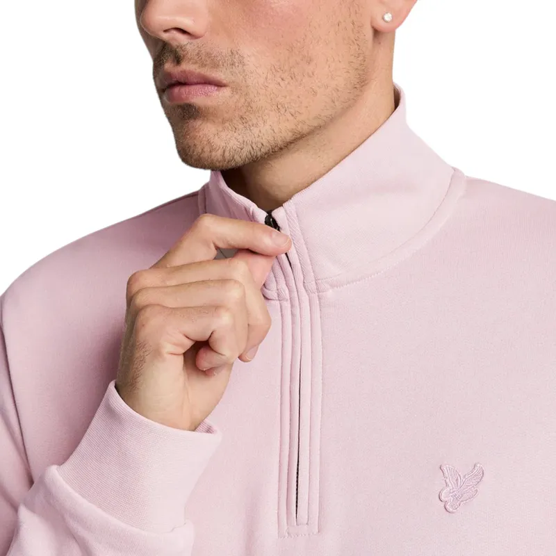 lyle & scott ml2022ton tonal eagle half zip mens pink salt2