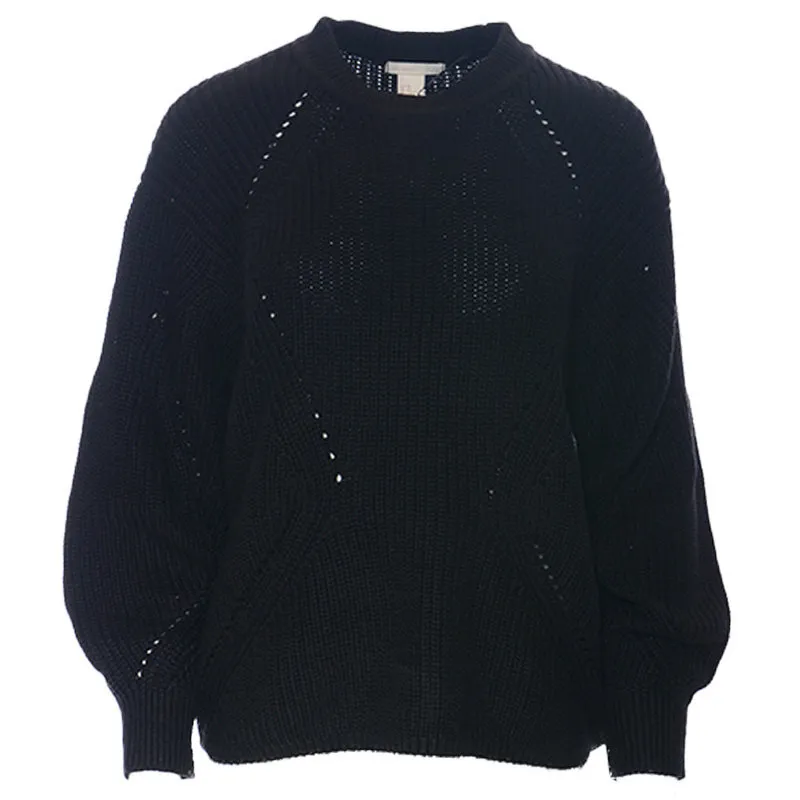 H&m Women Jumper Winter Crew Neck Long Sleeve Black - Top Brand