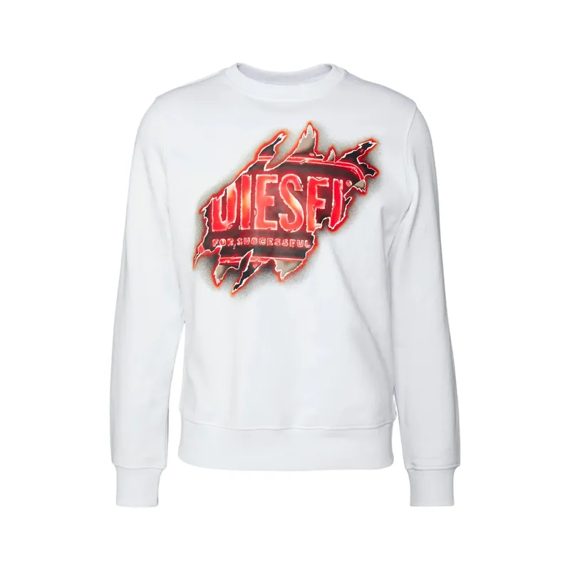 diesel s ginn mens sweatshirt crew neck regular fit white2