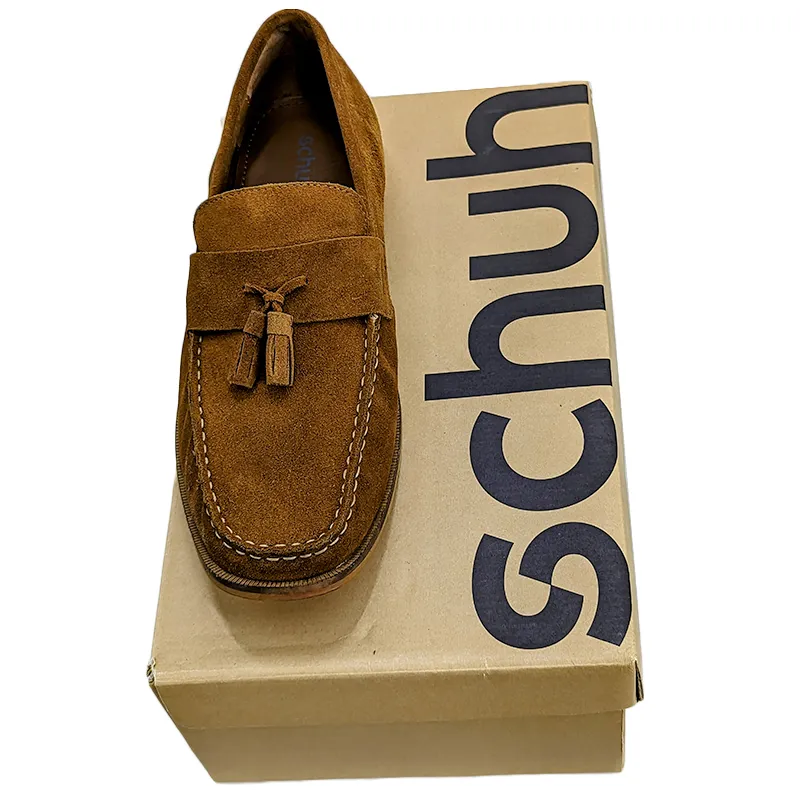 schuh mens slip on loafers casual plain office shoes brown2