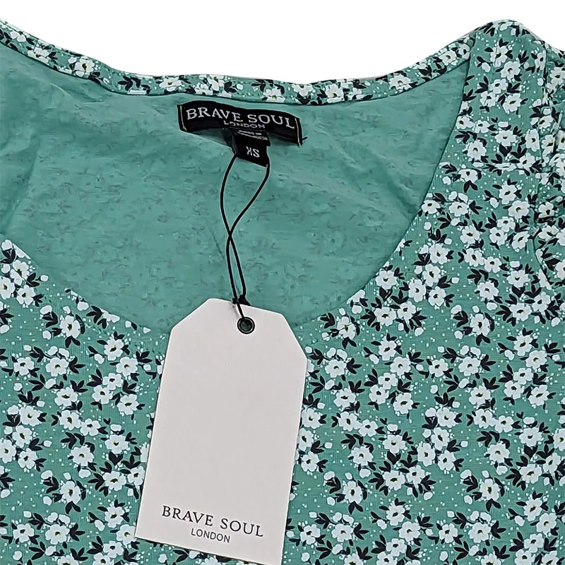 brave soul navadagrn womens bodysuit ditsy soft top green2