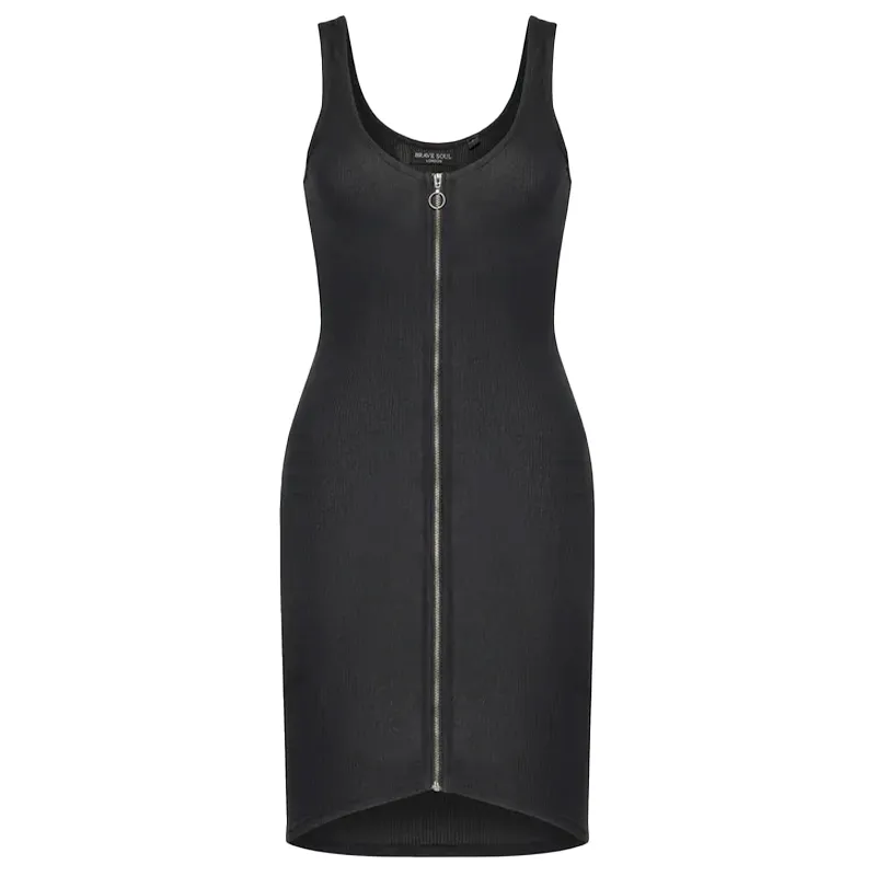brave soul womens dress sleeveless midi bodycon black2