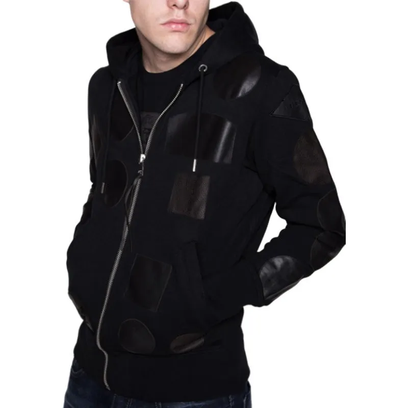 diesel s black patch mens zipped hoodie  long sleeve sweatshirts2