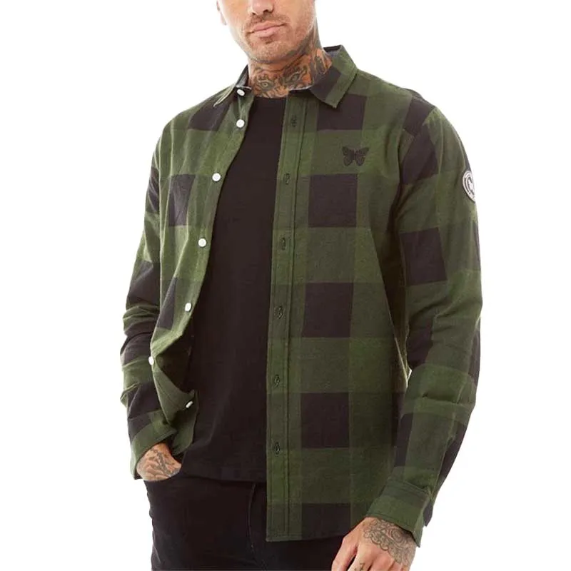 mens check shirts lumberjack soft flannel top green2