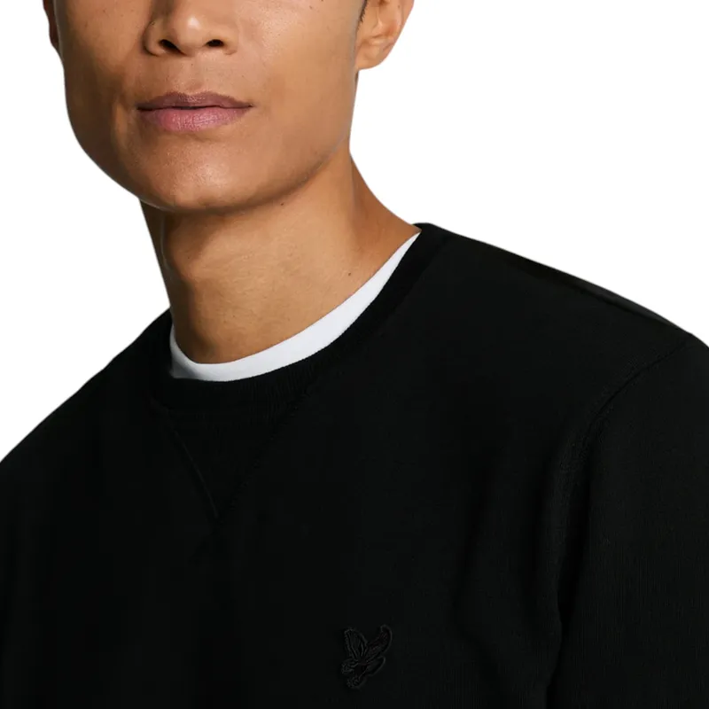 lyle & scott ml424ton tonal eagle mens crew neck knitted jumper jet black2