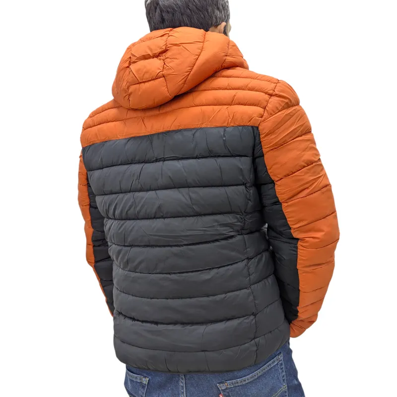 crosshatch mens puffer jacket lightweight winter quilted padded full zip orange2