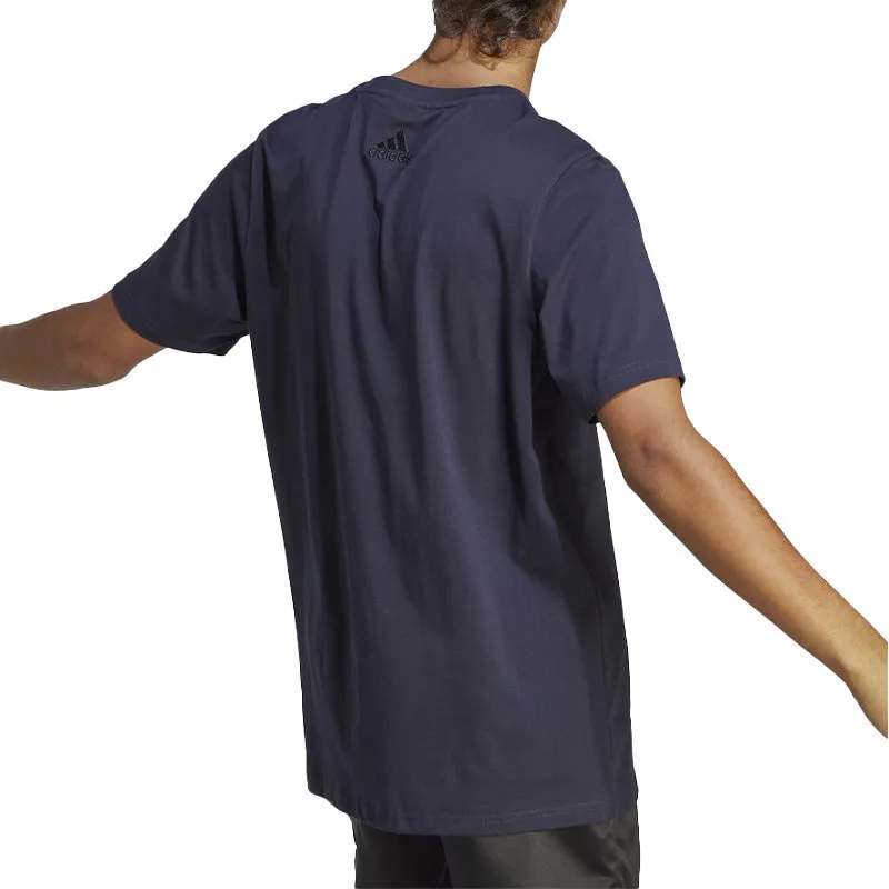 adidas mens t shirts summer printed crew neck cotton navy/yellow2