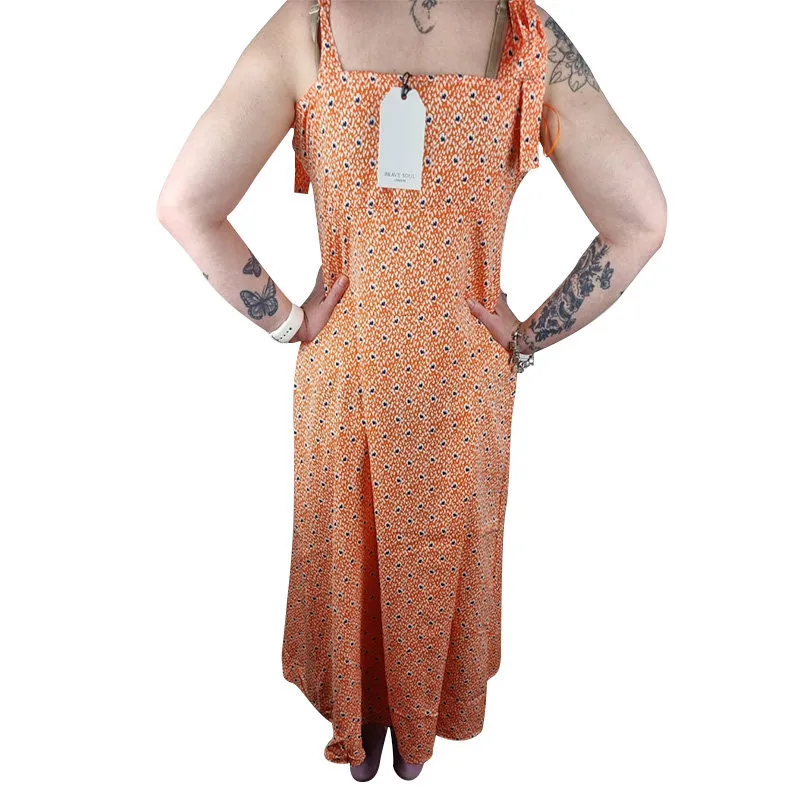 brave soul womens dress sleeveless casual party tops orange dress2