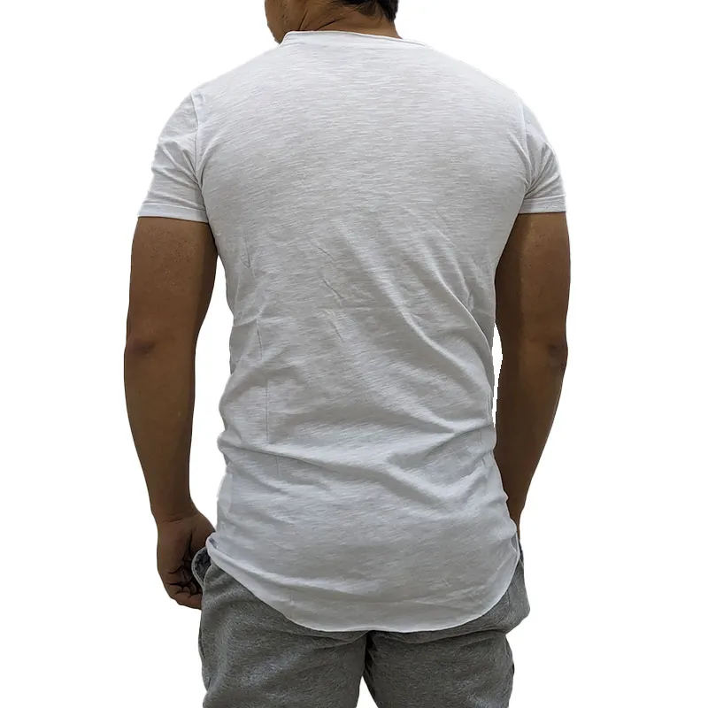 mens t shirts short sleeve gym tee summer longline t shirt white2