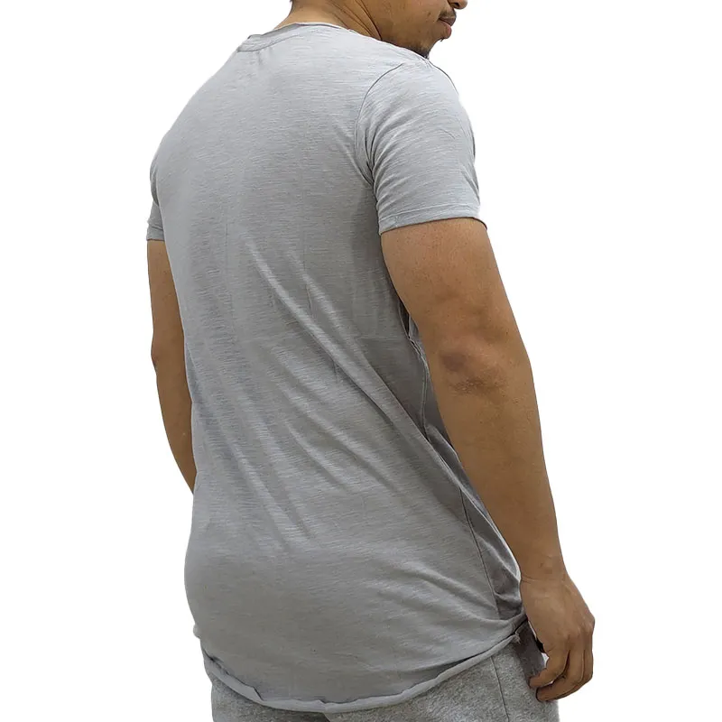 mens t shirts short sleeve gym tee summer longline t shirt light grey2