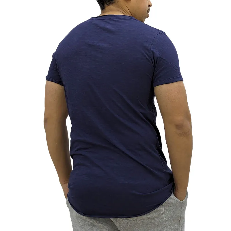mens t shirts short sleeve gym tee summer longline t shirt navy2