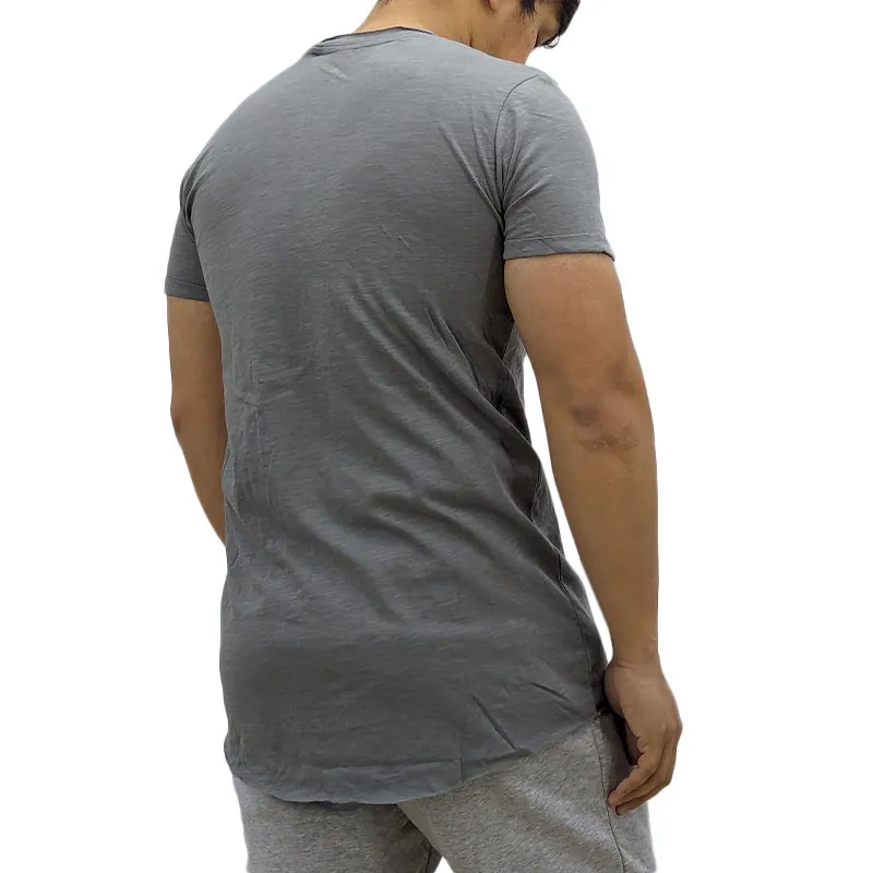 mens t shirts short sleeve gym tee summer longline t shirt grey2