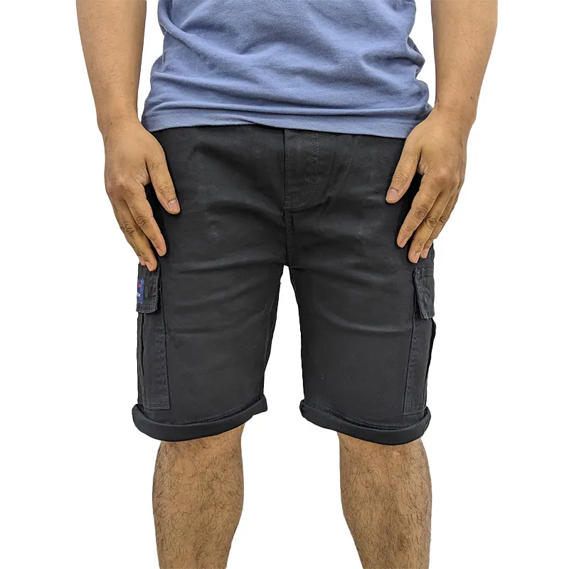 mens cargo shorts summer cotton slim chino knee combat pants black3