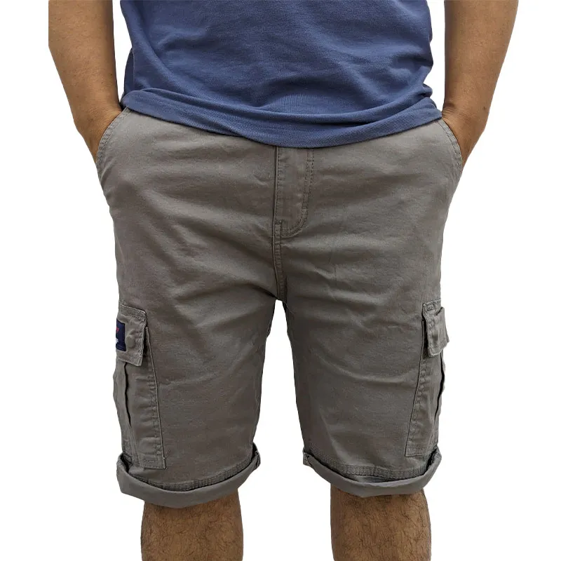 mens cargo shorts summer cotton slim chino knee combat pants dark grey3