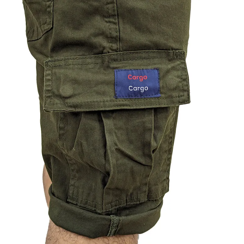 mens cargo shorts summer cotton slim chino knee combat pants green3