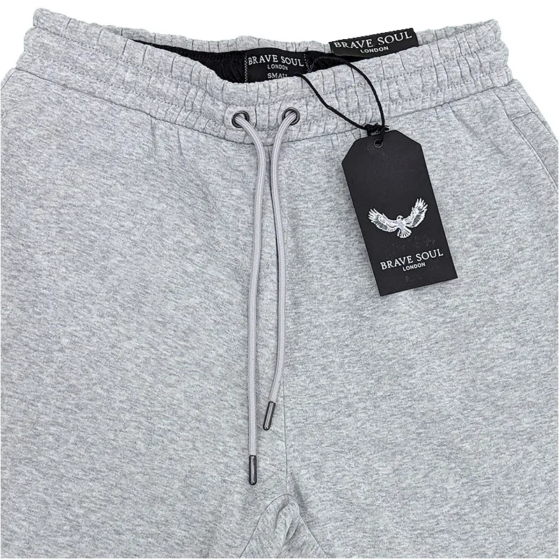 brave soul mens joggers fleece bottoms casual trousers light grey3