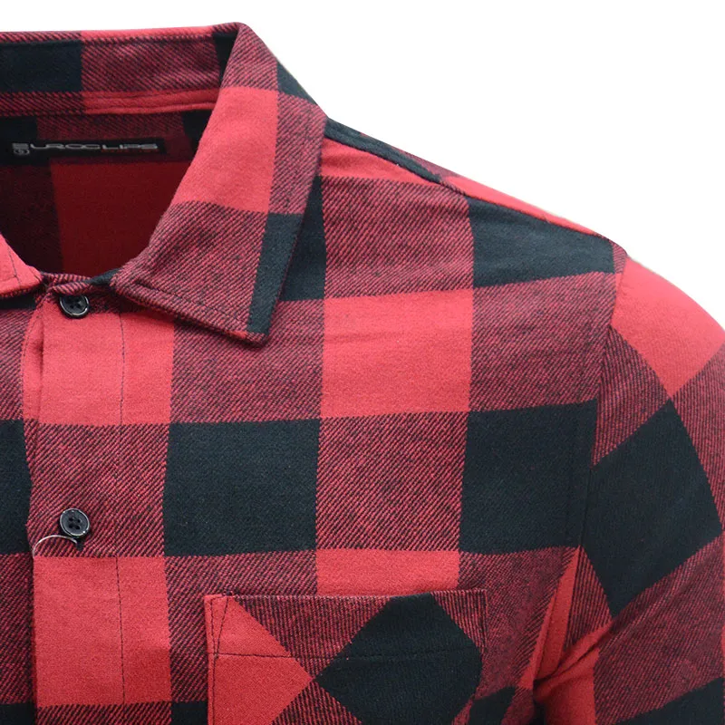 euroclips mens chess check shirts regular casual red and black3