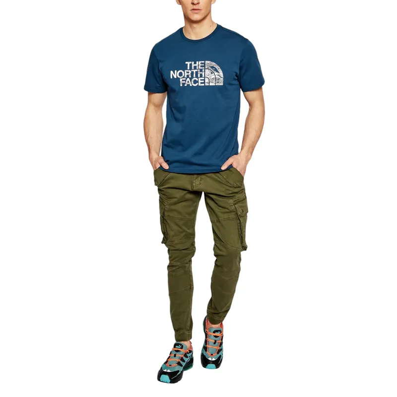 the north face mens t shirts woodcut dome soft cotton tee teal blue3