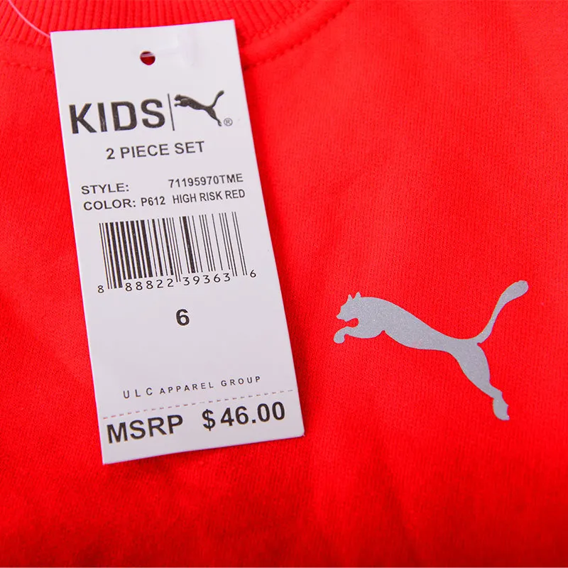 puma kids tracksuit cotton sweatshirt joggers full set red3