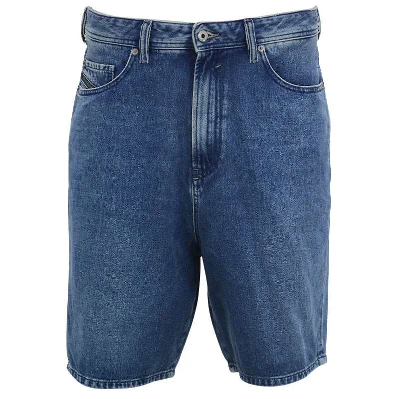 diesel d oliver 084ef mens denim shorts wide leg cotton summer blue3