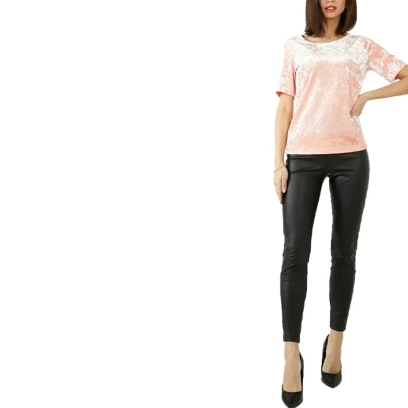 brave soul womens plain t shirts short sleeve party velvet pink3
