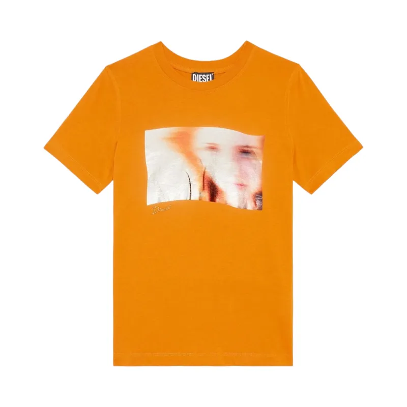 diesel t reg womens graphic t shirt crew neck mustard yellow3