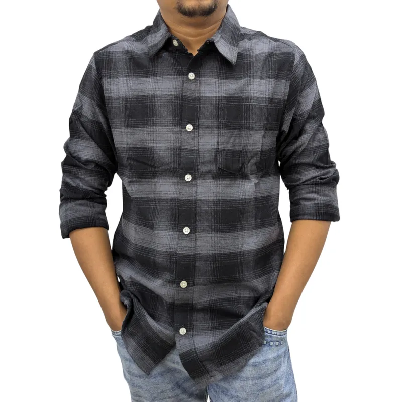 regatta mens lumberjack flannel check shirt grey and black3