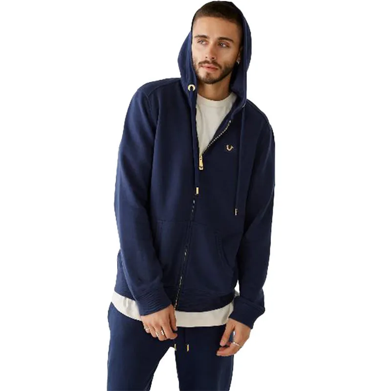 true religion mens zip hoodie casual hooded cotton top navy3