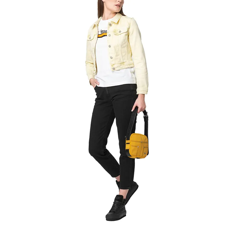 diesel de-slimmy 09c93 womens denim jacket cropped yellow3