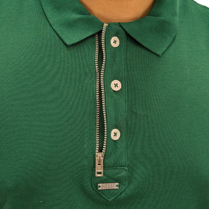 diesel t-smith-zip out rbawh mens polo shirts short sleeve green3