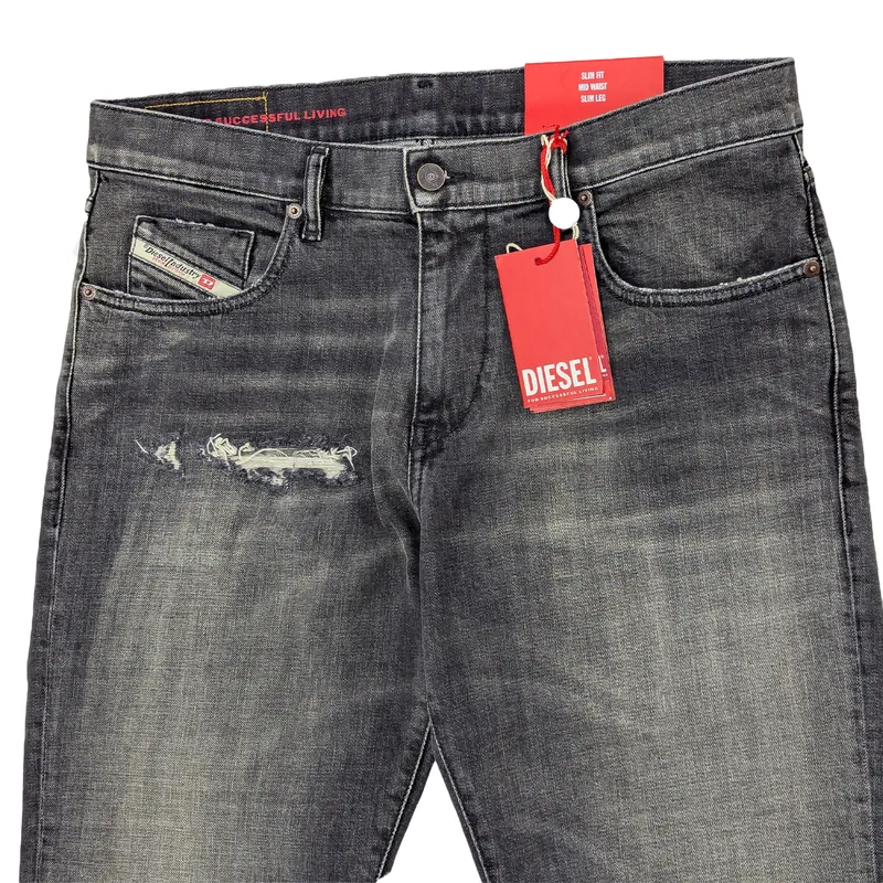diesel 2019 d-strukt 09f07 mens denim jeans distressed slim fit3