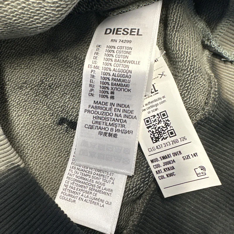 diesel smart unisex kids boys pullover hoodie crew neck black3