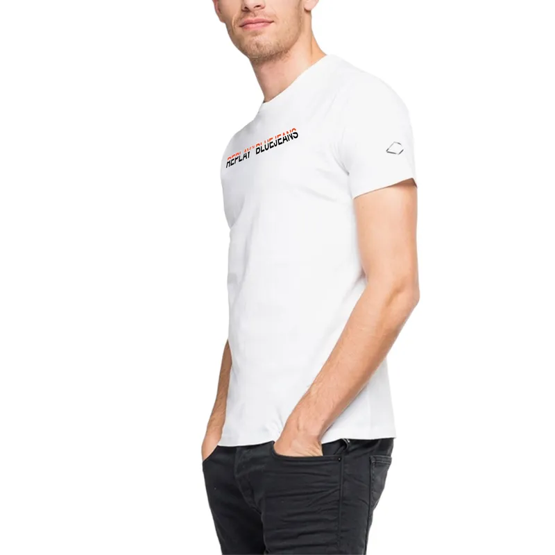 replay mens t shirts blue jeans jersey regular fit white3
