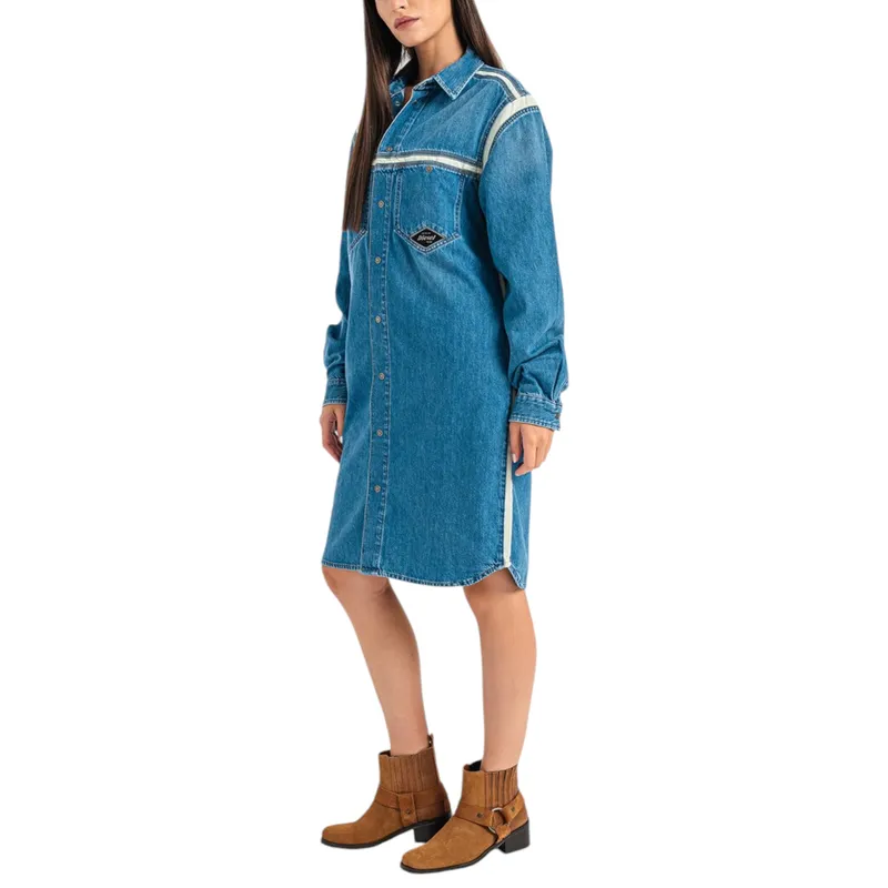 diesel de-hora womens shirt dress casual denim blue jeans top3