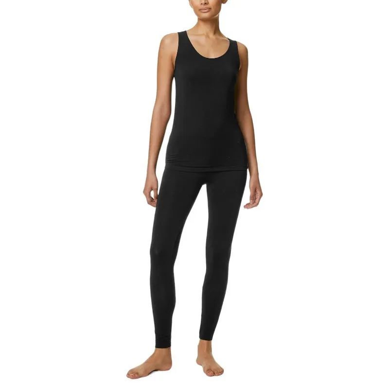 ex m&s womens leggings plain stretchy heatgen thermal black short3