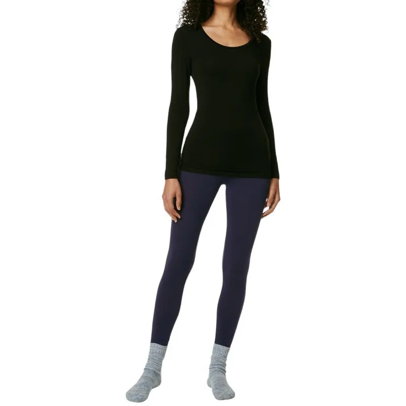 ex m&s womens leggings plain stretchy heatgen thermal navy long3