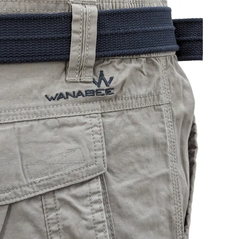 wanabee mens cargo shorts cotton beach casual half pants beige3