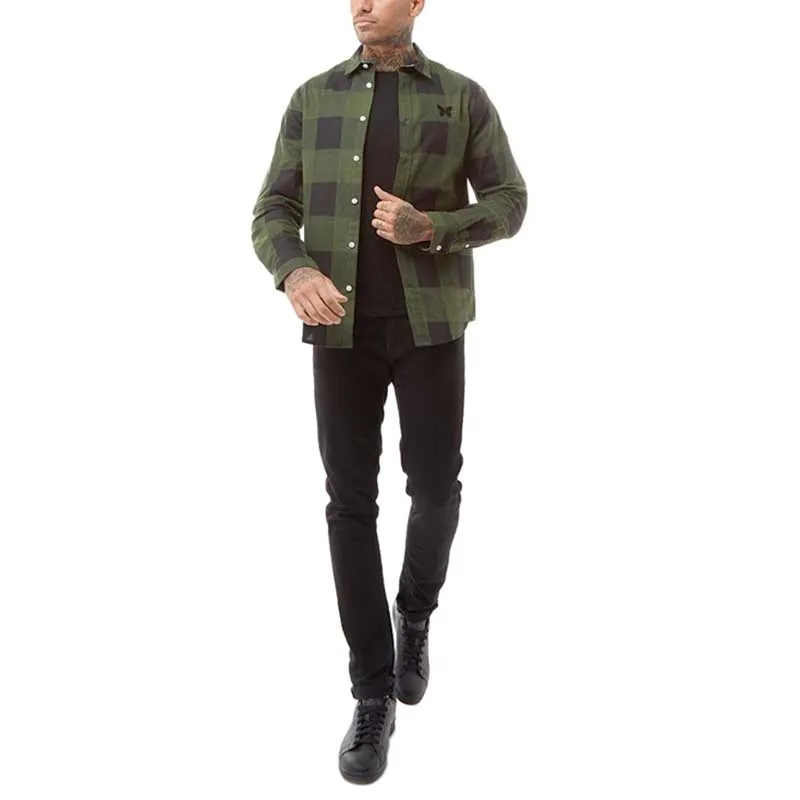 mens check shirts lumberjack soft flannel top green3