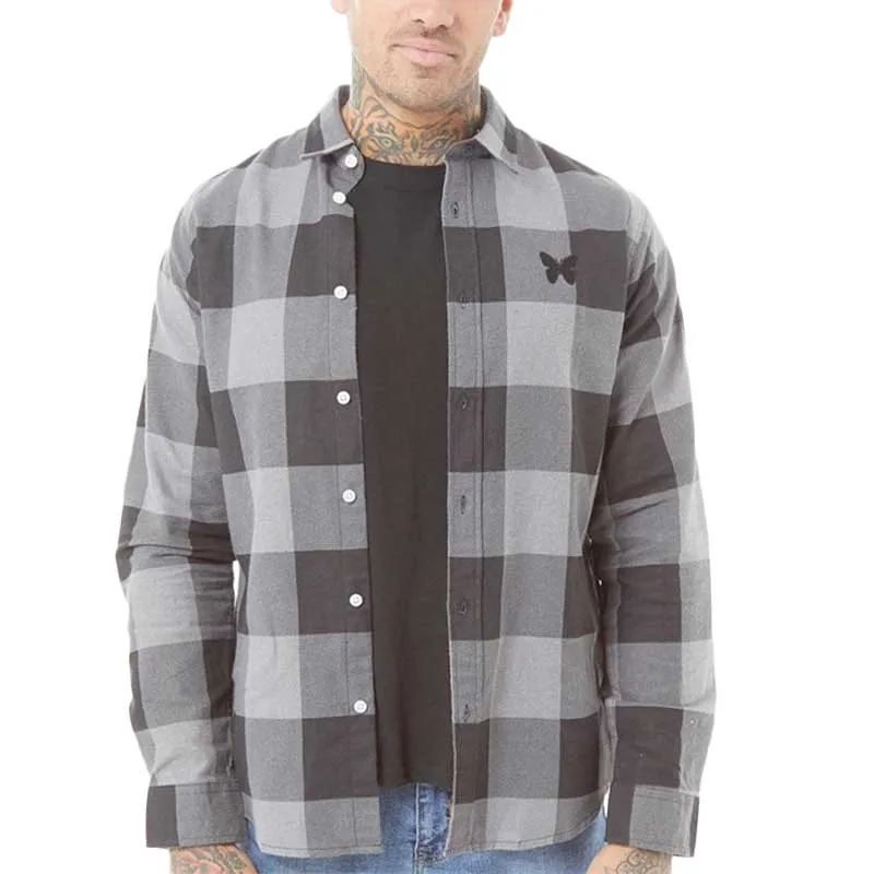 mens check shirts lumberjack soft flannel top grey3