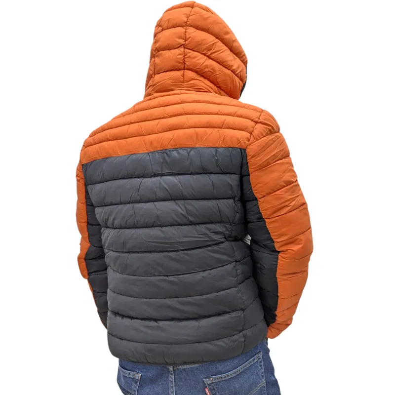 crosshatch mens puffer jacket lightweight winter quilted padded full zip orange3