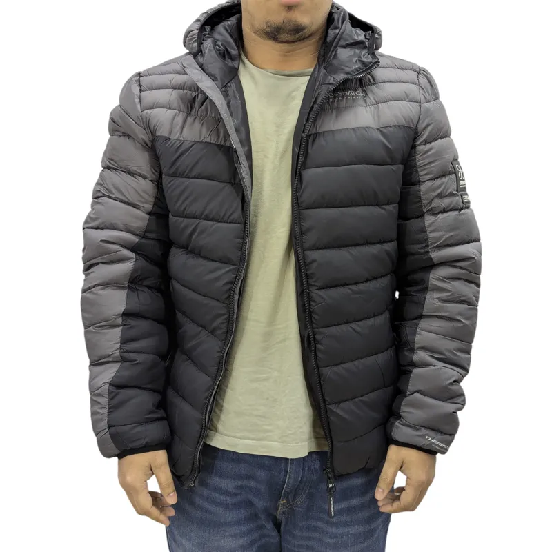 crosshatch mens puffer jacket lightweight winter quilted padded full zip black3